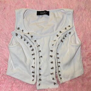 AKIRA White Studded Crop Top